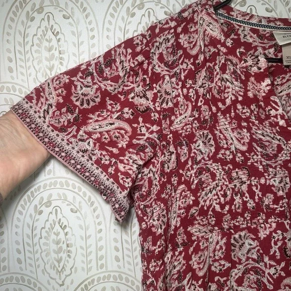 Knox Rose Red Paisley Midi Dress with Black & Cream Border - Picture 5 of 9